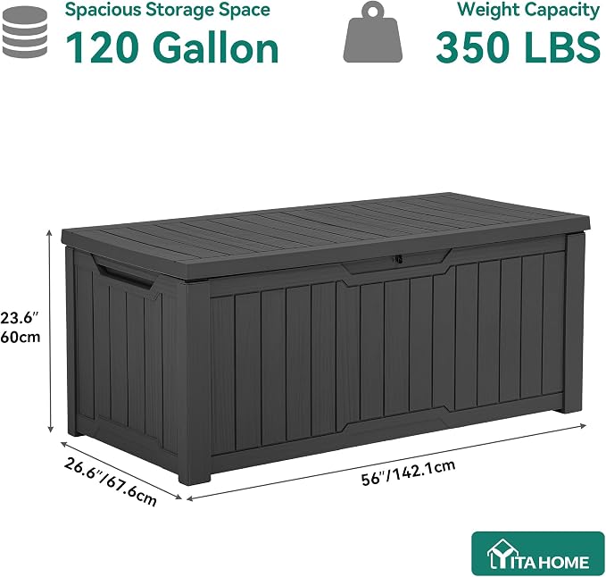 YITAHOME 120 Gallon Outdoor Storage Deck Box, Large Resin Patio Storage - Image 9