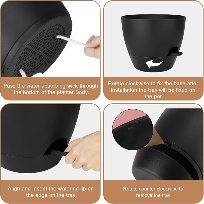 Plant Pots 12/10/9 Inch Self Watering Pots, Plastic Flower Pots, Nursery - Image 2