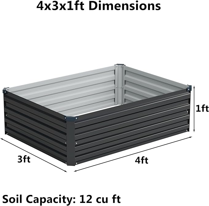 4x3x1 ft Galvanized Raised Garden Bed, Outdoor Planter Box Metal Patio Kit - Image 2
