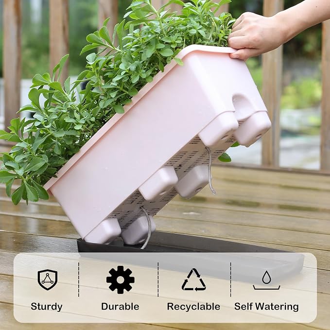 Window Box Planter 8 Pcs, 17 Inches Rectangle Flower Pots - Image 4