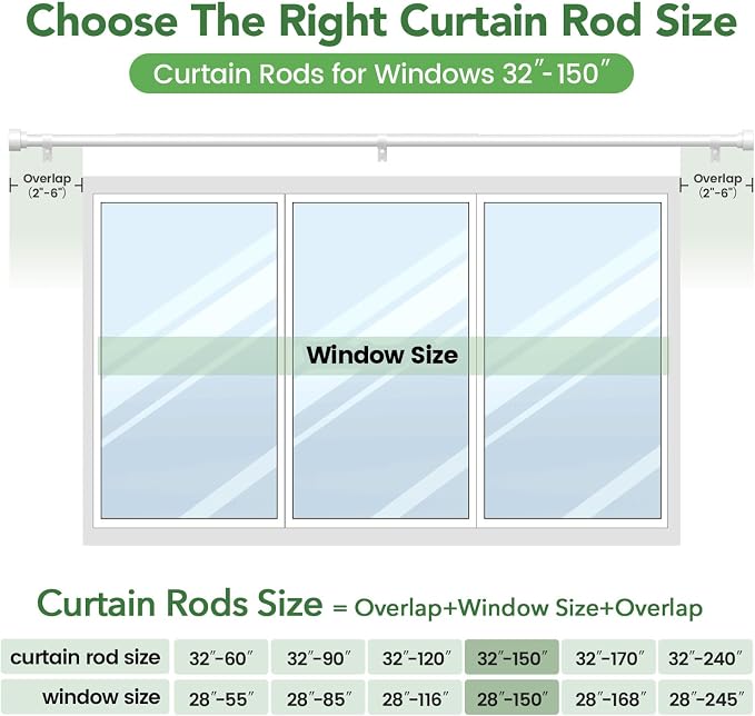 Curtain Rods for Windows 72 to 144, 1 Inch Adjustable White Extra Long Heavy - Image 7