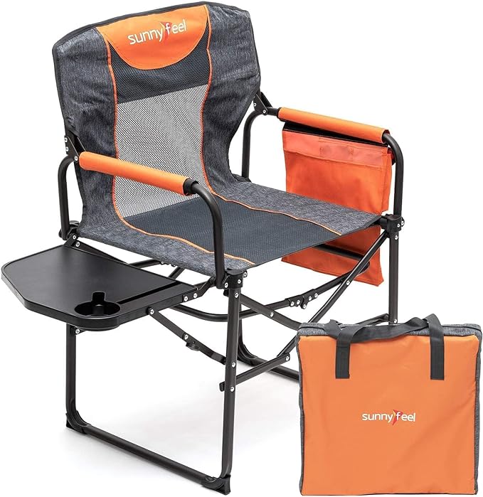SUNNYFEEL Camping Directors Chair, Heavy Duty, Oversized Portable Folding Chair by SunnyFeelCamping
