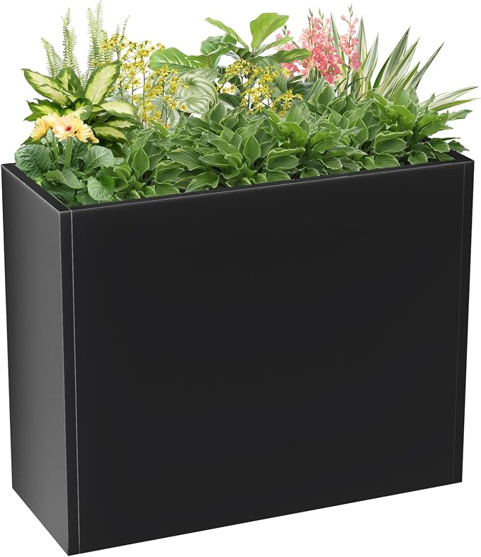 Metal Large Planter Box 36" L x 12" W x 26" H, Heavy Duty Tall Rectangle by Baotree
