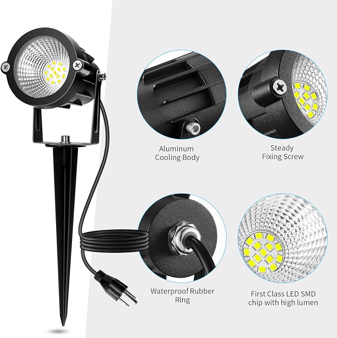 Outdoor Spotlight Cool White 6000K, 10W LED Spot Lights Outdoor - Image 7