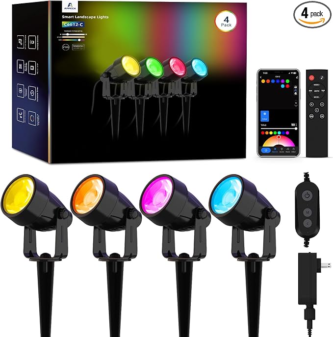 APPECK Landscape Lighting, RGBW Color Changing Low Voltage Landscape Lights by APPECK