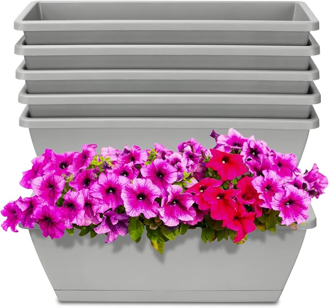 Window Box Planter, 6 Packs 17 Inches Rectangle Planters Box by OSMOFUZE