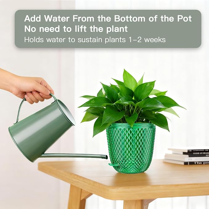 QCQHDU 2 Pack Self Watering Pots, 7.2 Inch Flower Pots - Image 3