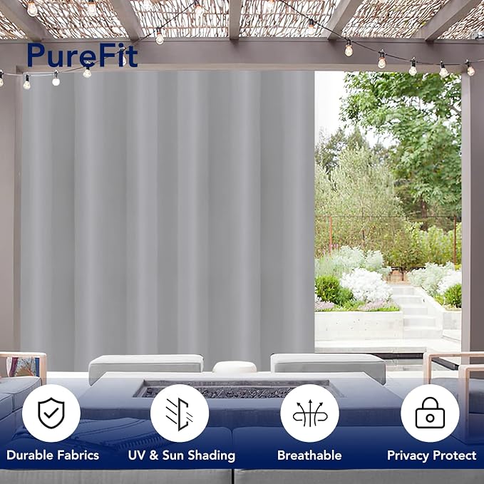 PureFit Outdoor Curtains for Patio Waterproof Weatherproof, UV and Fade - Image 3