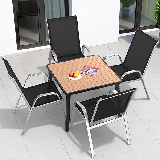 Patio Chairs Set of 4, Easily Set Up Stackable Outdoor Dining Chairs - Image 2