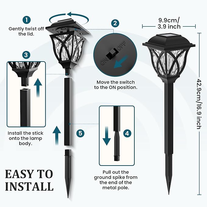 GIGALUMI 8 Pack Solar Lights Outdoor Waterproof, LED Solar Garden Lights - Image 6