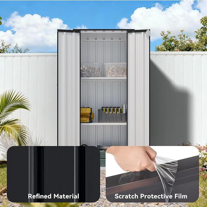 Aoxun 2.5’x1.5’ Outdoor Storage Cabinet, Outdoor Metal Storage Shed - Image 4