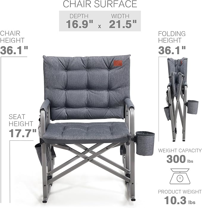 EVER ADVANCED Lightweight Folding Rocking Camping Chair, Padded Portable Rocker - Image 6
