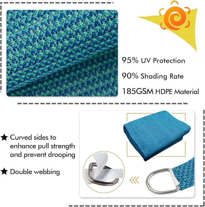 KANAGAWA 10'X20' Turquoise Mix Custom Size Sun Shade Sail Rectangle UV Block - Image 3
