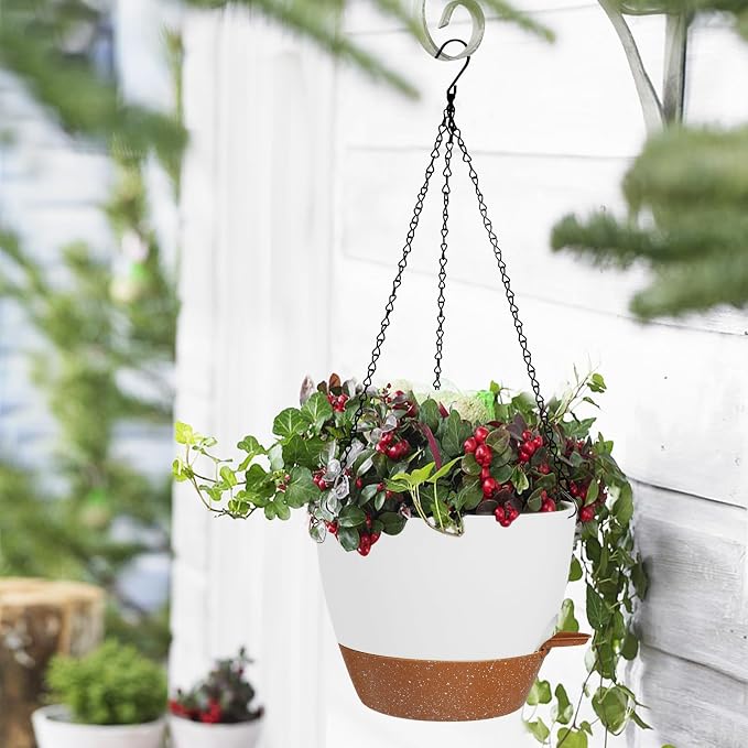 10/9/8 Inch Hanging Planter for Indoor Outdoor Plants, 3 Pack Self-Watering - Image 7