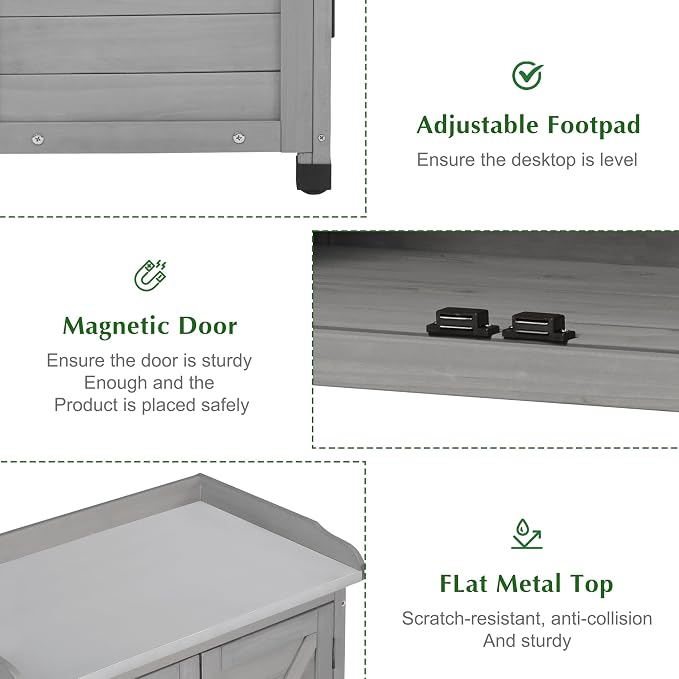 Outdoor Storage Cabinet & Potting Bench Table - Image 6