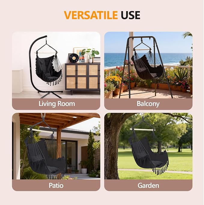 ONCLOUD Hammock Chair Hanging Rope Swing, Load Capacity Up to 550 LBS Macrame - Image 4