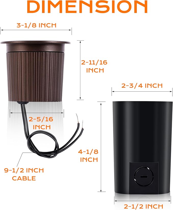 CLOUDY BAY 9W LED Landscape Well Lights, 2700K/3000K/3500K/4000K/5000K - Image 8