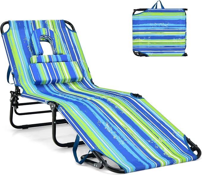 GYMAX Tanning Chair, 350lbs Beach Lounge Chair by GYMAX