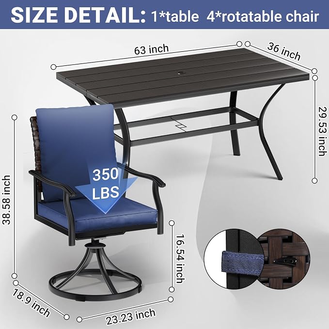 LEVELEVE 7 Piece Outdoor Patio Dining Set - Image 5
