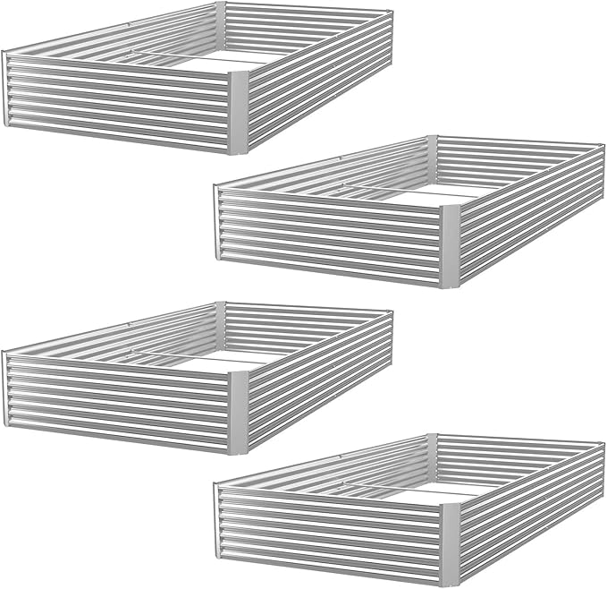 FRIZIONE 4pcs 6x3ft Galvanized Raised Garden Bed Outdoor, Above Ground Garden by FRIZIONE