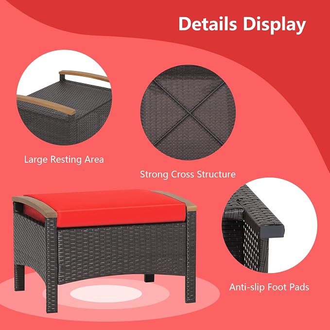 RELAX4LIFE Outdoor Wicker Ottomans - Image 6