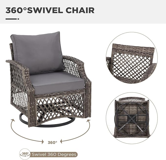 HOMREST 7 Piece Patio Furniture Set, Wicker Outdoor Conversation Set - Image 5