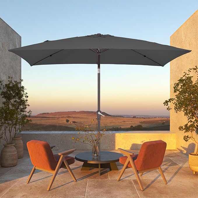 JEAREY 6.5x10 ft Rectangular Patio Umbrellas Rectangle Outdoor Umbrella - Image 2