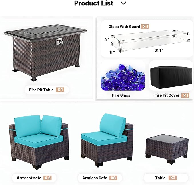 Kullavik 15 Pieces Outdoor Patio Furniture Set - Image 5
