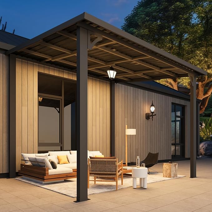 AECOJOY 10'x8' Pergola Hardtop Outdoor Gazebo - Image 4