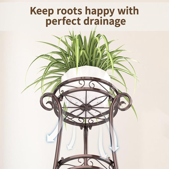 LASZOLA 3 Tier Bronze Metal Plant Stand - Image 6