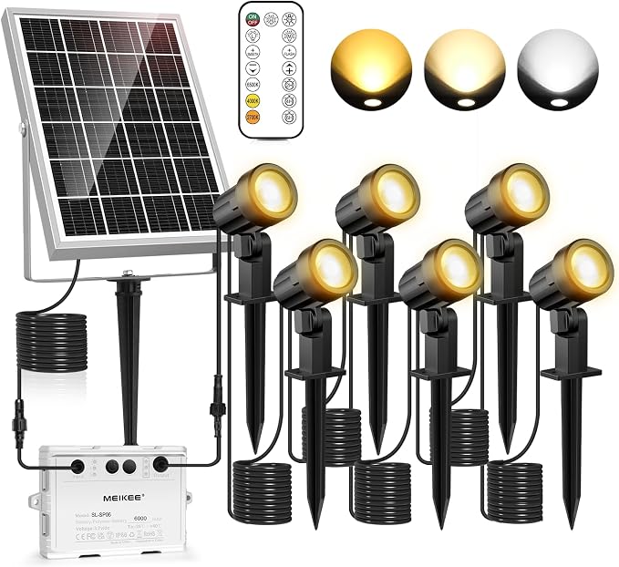 MEIKEE 6 in 1 Solar Spotlights Outdoor, 6W/6V Solar Powered Landscape Lights by MEIKEE
