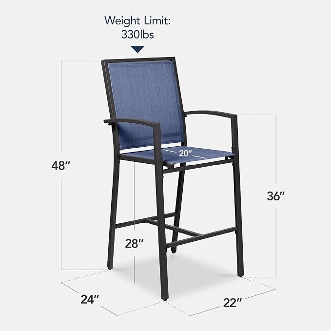 Best Choice Products Outdoor Bar Stools Set of 2, Bar Height, Patio Furniture - Image 2
