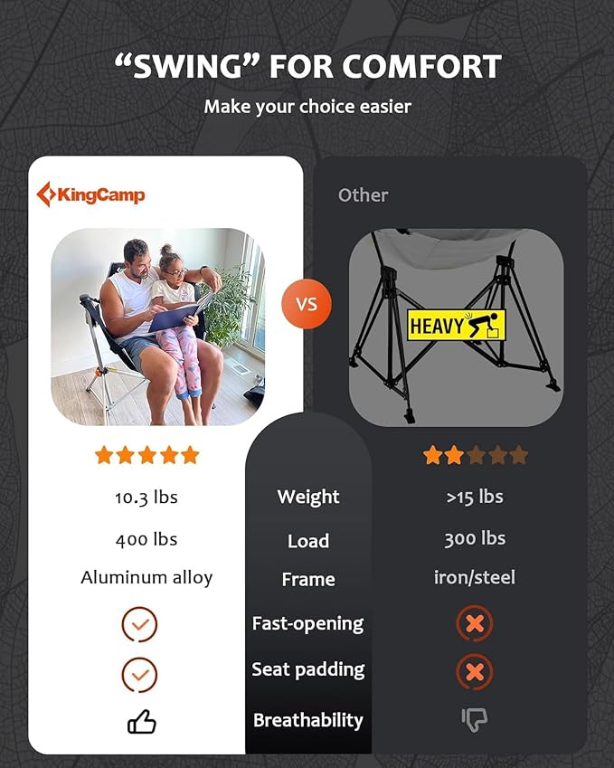 KingCamp Hammock Camping Chair, Swinging Portable Folding Camp Chairs - Image 6