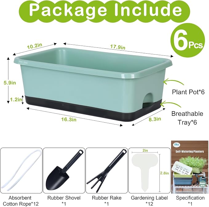 Window Box Planter 6 Pcs, 18 Inches Rectangle Flower Pots - Image 6