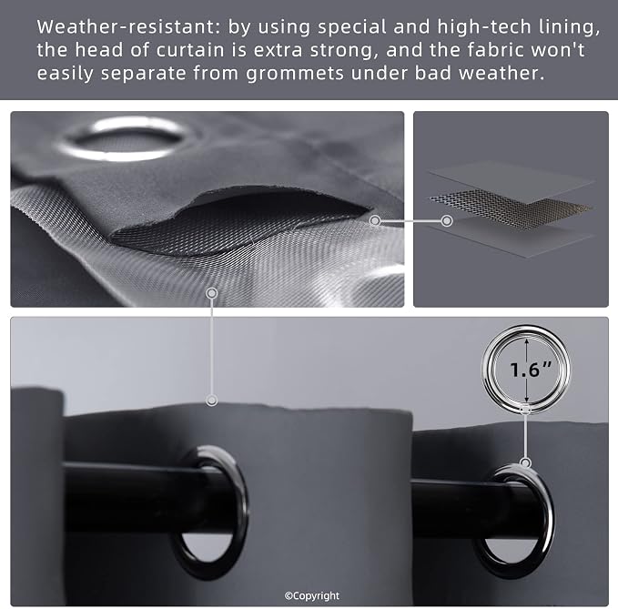 Outdoor Indoor Curtains W52 x L63 - Image 3