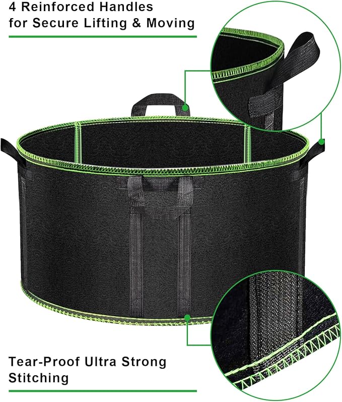50 Gallon Large Grow Bags 3 Pack - 320G Thickened Nonwoven Aeration Planter - Image 3