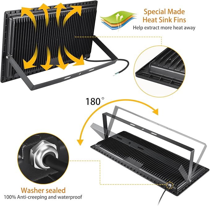 500W LED Flood Light, Super Bright 58, 500LM Daylight 5000K IP66 Waterproof - Image 2