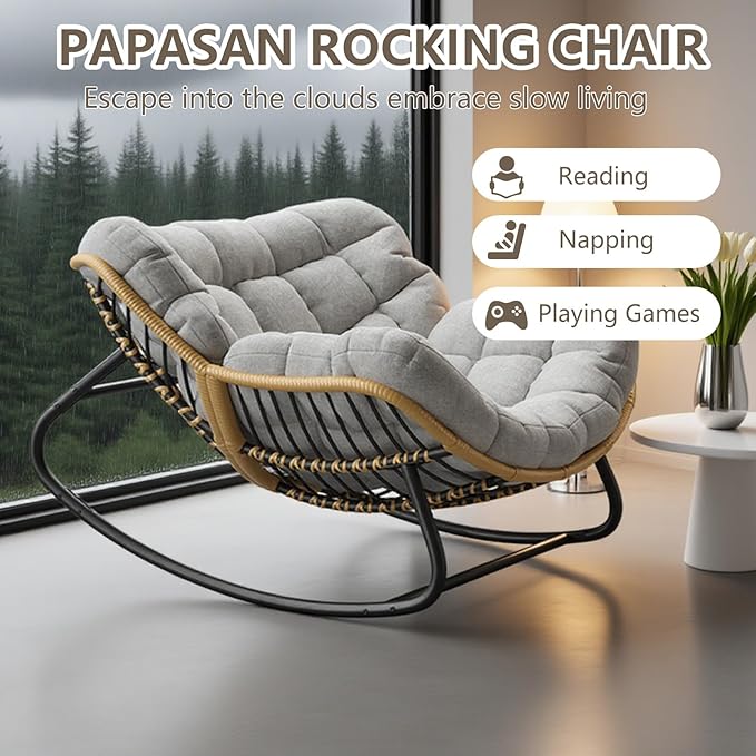 Oversized Papasan Rocking Chair - Image 8