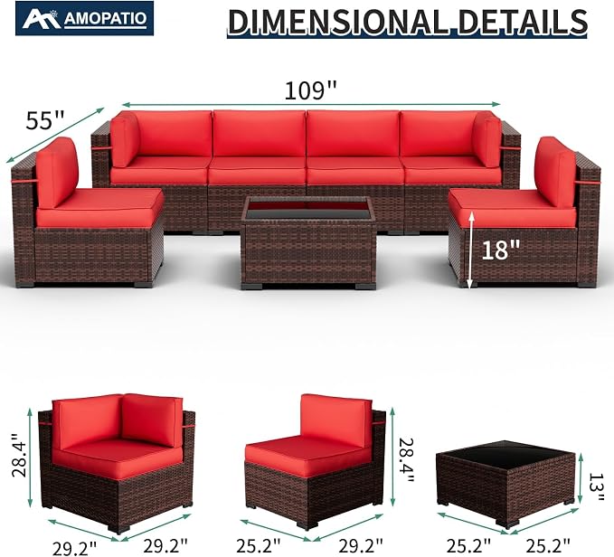 Amopatio Patio Furniture Set 7 Pieces Patio Conversation Set Outdoor Sectional - Image 6