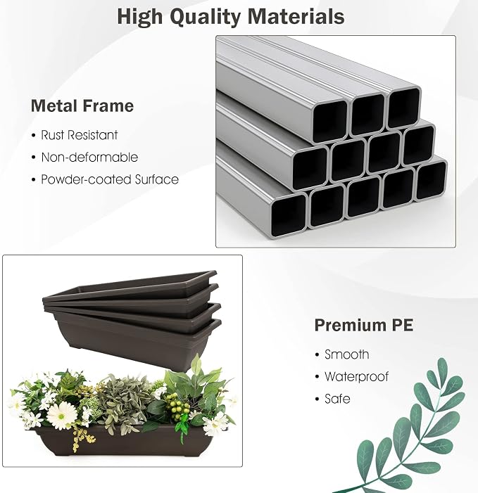 Giantex 2 Pcs 4.1FT Vertical Raised Garden Bed, 4-Tier Elevated Planter Box w/4 - Image 7