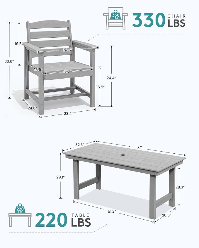 SERWALL 67" Outdoor Dining Table - Image 2