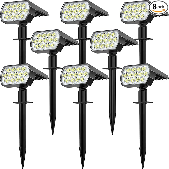 Solar Spot Lights Outdoor, 2-in-1 Solar Landscape Spotlights, 3 Lighting Modes by FratinkSolarLights