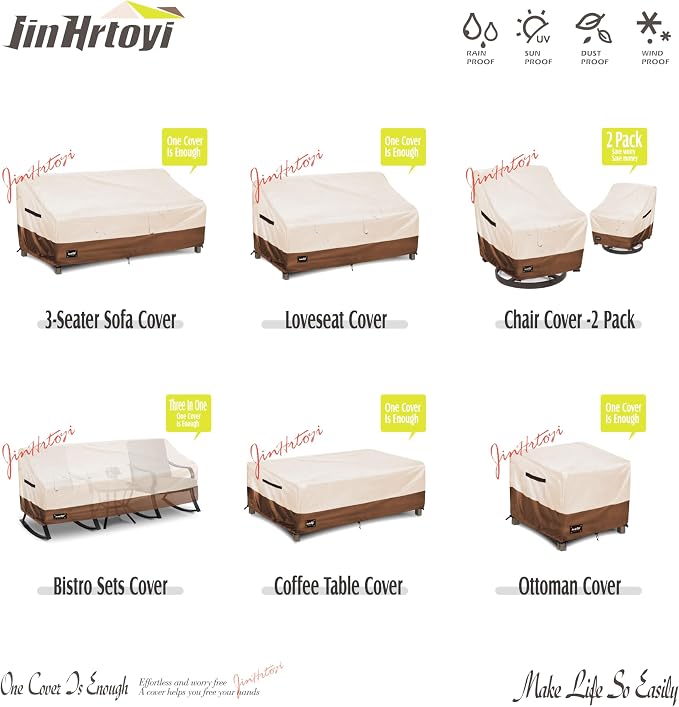 JinHrtoyi 3-Seater Outdoor Couch Cover, 79Wx38Dx35H inches Outdoor Furniture - Image 5