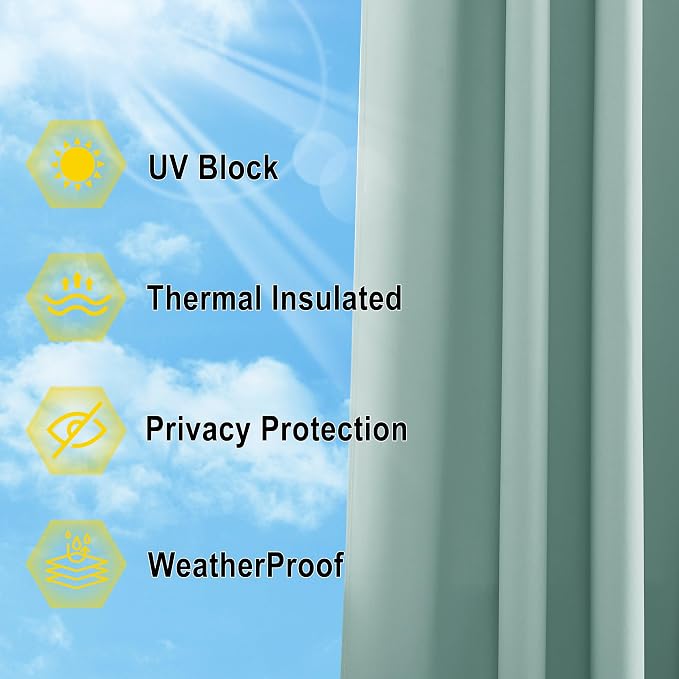 NICETOWN Outdoor Curtain for Patio Waterproof Extra Wide 84 inch, Sun Blocking - Image 5
