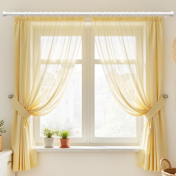Curtain Rods for Windows 72 to 144, 1 Inch Adjustable White Extra Long Heavy - Image 3