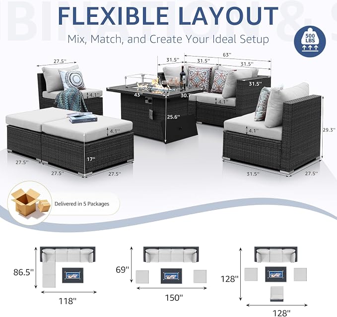 NICESOUL 6 Seats Modern Outdoor Furniture Set - Image 4