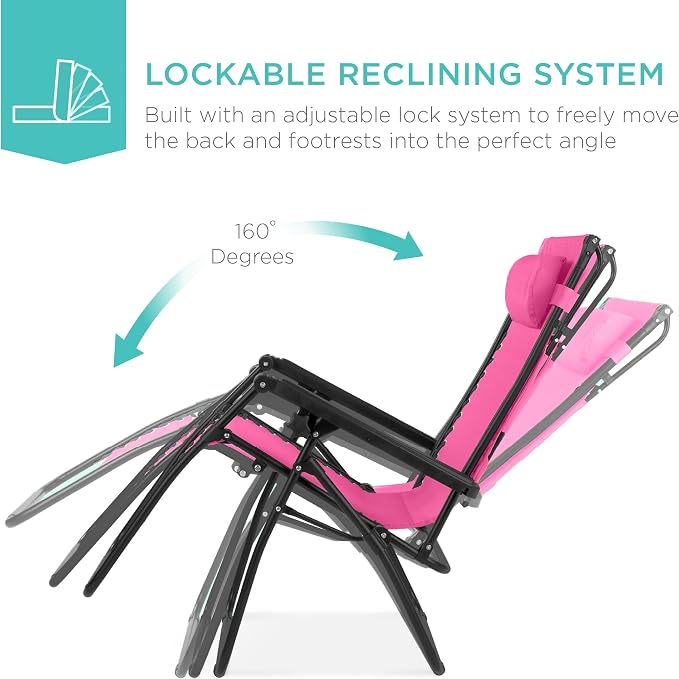 Best Choice Products Folding Zero Gravity Outdoor Recliner Patio Lounge Chair - Image 3