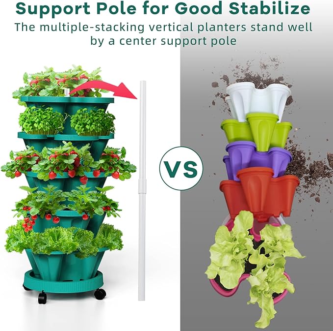 Strawberry Vertical Planters Tower Garden 2 Pack, 7 Tiered Stacking Herb - Image 6
