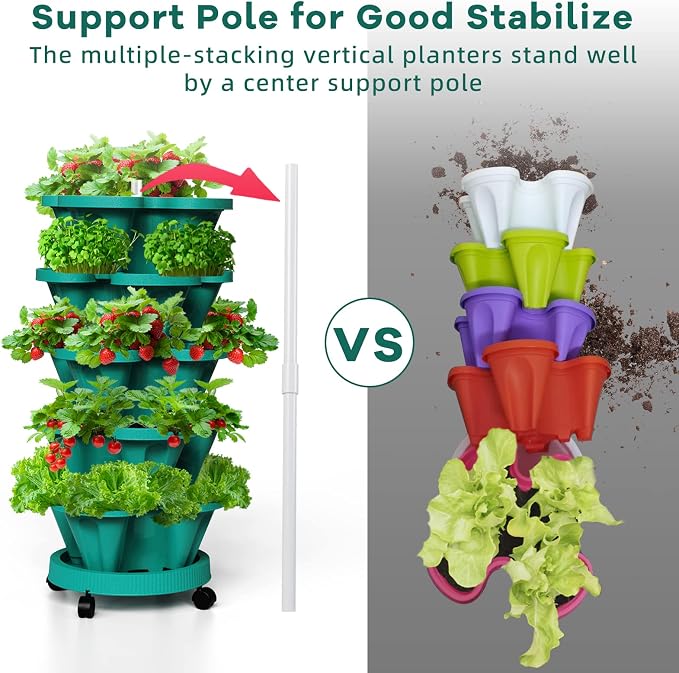 Strawberry Vertical Planters Tower Garden, 7 Tiered Stacking Herb Vegetable - Image 5