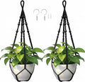 Macrame Plant Hanger, Wood Beads Cotton Hanging Planter Holder by Unknown